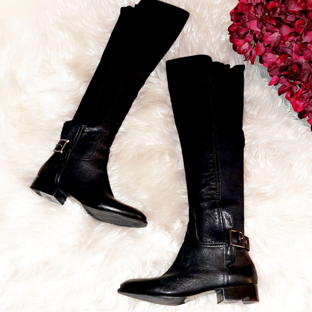 TORY BURCH Tall Black Leather Boot - Picture 1 of 15